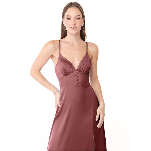 ✨AZAZIE MINA STRETCH SATIN LiGHT PINK DRESS✨ - Picture 3 of 10